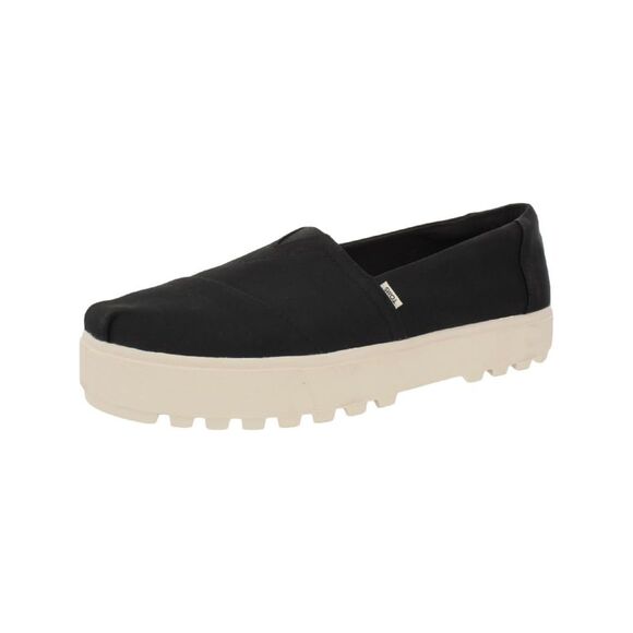 NWT TOMS Womens Black Comfort Round Toe Platform Slip On Alpargata Shoes 7.5 - Picture 1 of 4
